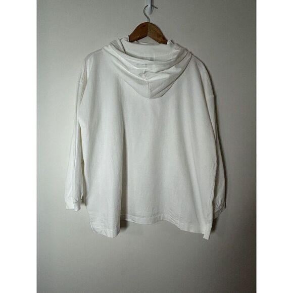 Daniel Caron Women's Large White Hoodie Mock Neck Pullover Vintage Top Shirt - Picture 2 of 4